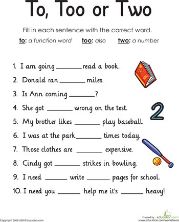 Worksheets: Homophones: To, Too or Two. My students WILL know and use these correctly! To Too Two, Basic Grammar, English Grammar Worksheets, English Worksheets For Kids, Teaching Grammar, English Writing Skills, Grammar Lessons, Esl Teaching, Grammar Worksheets