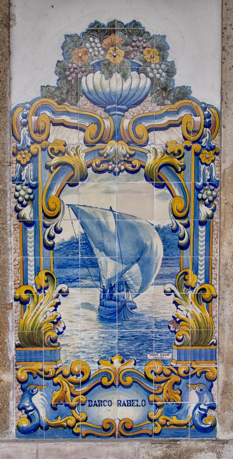 Tile Murals at Pinhão Train Station Places In Portugal, Portuguese Culture, Portuguese Tile, Portuguese Tiles, Hand Painted Tiles, Tile Murals, Chihuly, Tile Work, Beautiful Tile