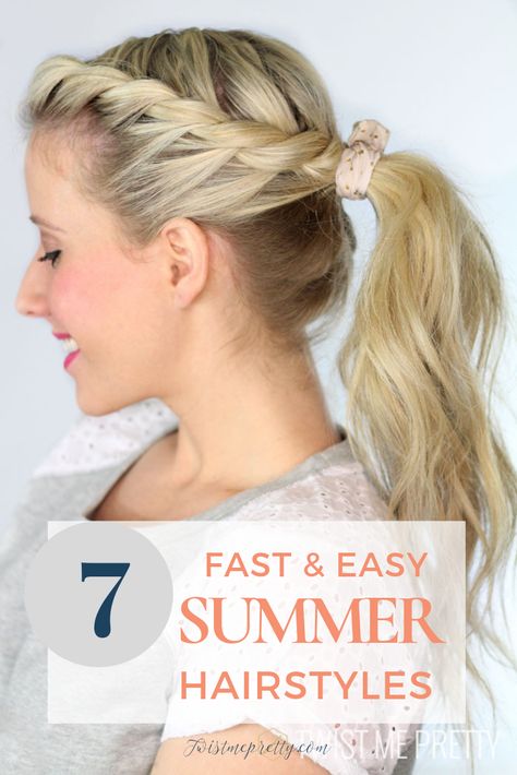 Hair Braid Diy, Ponytail Ideas, Cute Wedding Hairstyles, Twist Ponytail, French Braid Hairstyles, Wedding Guest Hairstyles, Best Wedding Hairstyles, Quick Hairstyles, Easy Summer