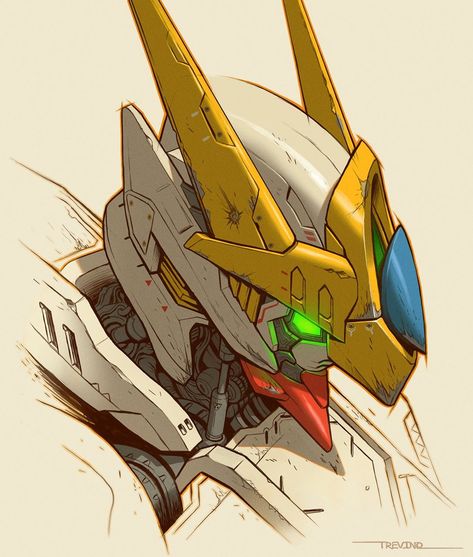 Head Barbatos Lupus Gundam Head, Gundam Iron Blooded Orphans, Concept Art World, Gundam Wallpapers, Arte Robot, Arte Cyberpunk, Mecha Anime, Custom Gundam, Gundam Art