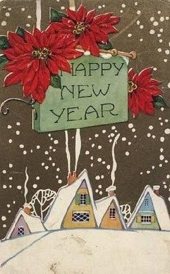 Happy New Year Art, Vintage Happy New Year, French Holiday, Vintage Holiday Cards, New Year Art, New Year Postcard, Old Cards, Happy New Year Images, Happy New Year Cards