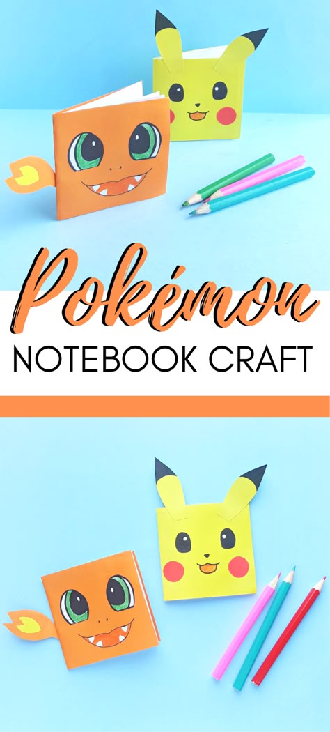 With the Detective Pikachu movie out we're excited to make these Pokémon Charmander & Pikachu notebooks. Make your own DIY Pokémon Notebook Craft! #kidscrafts #pokemoncrafts Diy Pokemon Crafts, Pikachu Movie, Notebook Craft, Diy Pokemon, Pokemon Themed Party, Pokemon Diy, Detective Pikachu, Pokemon Charmander, Pokemon Craft