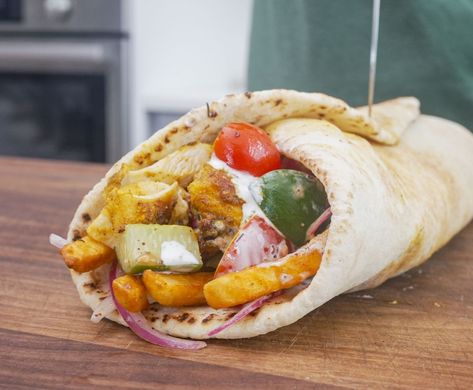 20-Min Chicken Shawarma Wrap | CookWell Chicken Snack Wrap, Shawarma Wrap, Chicken Shawarma Wrap, Mac And Cheese Healthy, Jamaican Beef Patties, Chicken Keema, Crispy Oven Fries, Chopped Cheese, Chicken Snacks