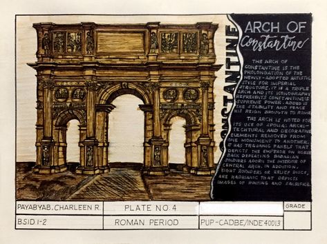 — perspective of world art : roman period Architectural Plates Hoa, Architecture Plates Layout, Roman Architecture Drawing, History Of Architecture Plates, Architecture Plates, Architecture Journal, Round House Plans, Arch Of Constantine, Architecture Design Presentation