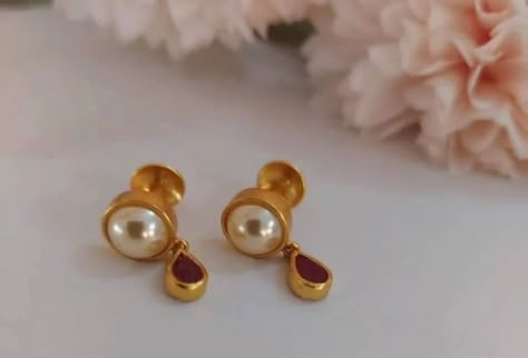 Trendy Earrings Gold, 5grams Gold Earrings, Gold Tops Designs, 2 Grams Gold Earrings Designs, Gold Earrings With Price, Earrings With Price, Gold Ear Rings, Small Gold Earrings, Gold Earrings For Kids