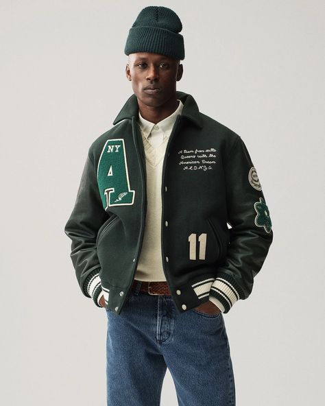 Green Varsity Jacket, Outfits Quotes, Varsity Jacket Outfit, College Jackets, Look Jean, Aime Leon Dore, Casual Style Outfits, Jacket Outfits, A Team