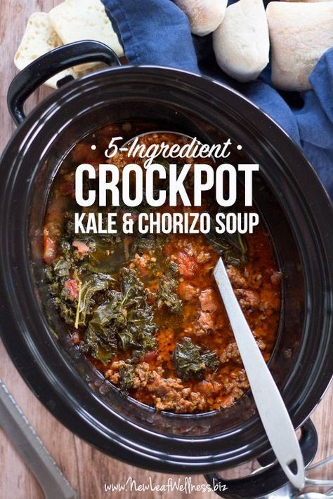 “This delicious soup is just spicy enough to warm up even the coolest of evenings. And with only five ingredients, it can’t get much easier!” Crockpot Kale, The Family Freezer, Chorizo Soup, Family Freezer, Best Slow Cooker Recipes, Chorizo Recipes, 5 Ingredients Or Less, Kale Soup, Best Slow Cooker