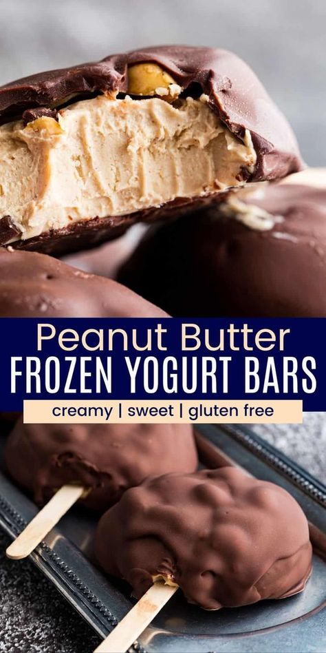 What To Eat Peanut Butter With, Healthy Pb Desserts, Chocolate Yogurt Popsicles, Pb Frozen Yogurt Bars, Healthy Desserts With Cool Whip, Summer Frozen Treats, Keto Peanut Butter Frozen Yogurt, Frozen Greek Yogurt Peanut Butter Popsicles, Healthy Filling Desserts