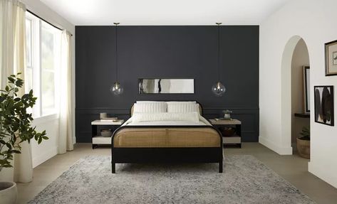 Behr’s Color of the Year 2024 Proves that Black Is the Perfect Neutral Behr Cracked Pepper Paint, Cracked Pepper Paint, Pepper Paint, Accent Wall Bedroom Paint, Color Of The Year 2024, Behr Colors, Black Paint Color, Dark Paint Colors, Black Accent Walls