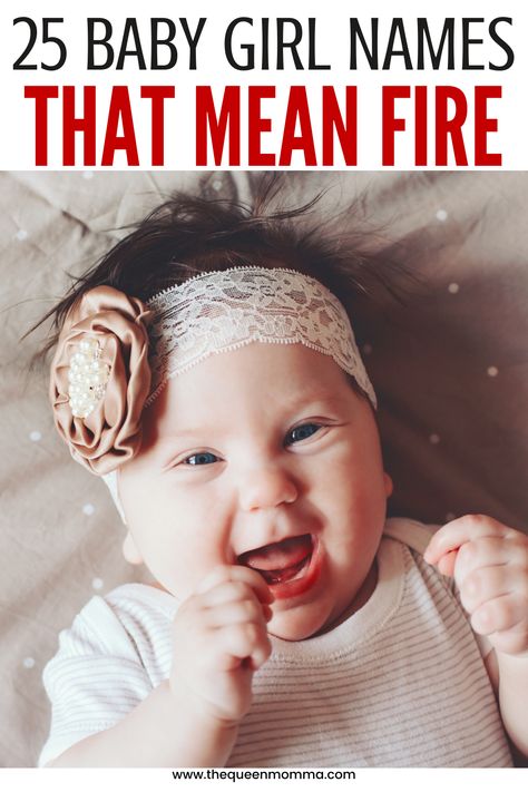 Girl names that mean fire are a strong choice when trying to find the right name for your little girl that will perfectly capture their spark and fiery spirit. You know that the baby you hold in your arms will make a beautiful difference in an amazing way, and girl names that mean fire are inspired choices that will definitely make a mark — just like your little girl. #babynames #babygirlnames #namesforgirls #namesforbabies #babygirl #girlnames #girlsnameswithmeaning Fire Inspired Names, Female Names Meaning Fire, Fire Themed Names, Female Names That Mean Fire, Fire Names Girl, Fire Related Names, Interesting Girl Names, Name Meaning Fire, Names That Mean Fire