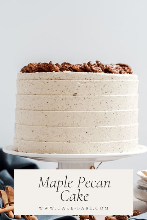 Maple Layer Cake, Pecan Birthday Cake, Maple Pecan Cake Recipe, Maple Butter Pecan Bar Cake, Maple Frosting Cake, Maple Pecan Cake, Caramel Pecan Cake Recipe, Maple Bacon Cake, Maple Cake Recipe