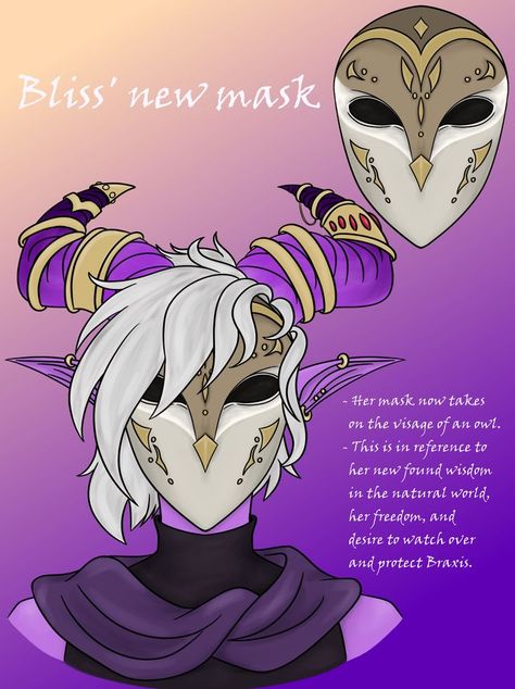 Owl Mask Drawing, Tiefling Ranger Dnd, Way Of Mercy Monk Mask, Masquerade Mask Drawing Reference, Masked Tiefling, Owl Mask Character Design, Dnd Mask, Masquerade Mask Drawing, Tiefling Ranger