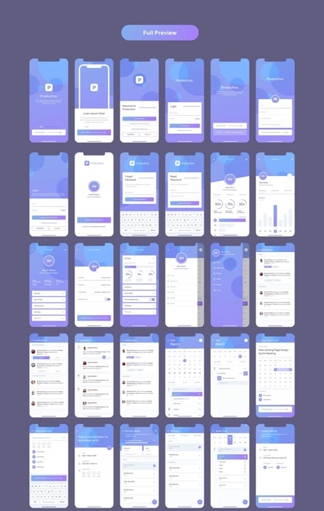 Productivo Mobile UI Kit — UI Kits on UI8 Application Ui Design, Desain Ux, Ux Design Mobile, Ui Design Mobile, Ui Ux 디자인, App Design Layout, Ux App Design, Android App Design, Ios App Design