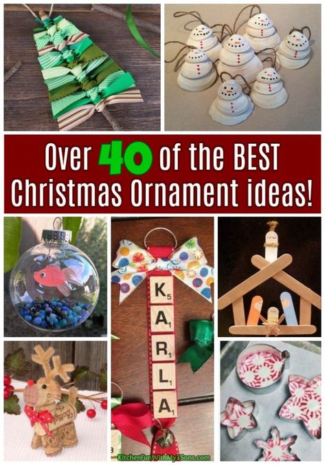 Over 40 of the BEST Christmas Ornament ideas! Ornament Ideas Christmas, Homemade Christmas Ornament, Christmas Ornament Ideas, Easy Holidays Crafts, Diy Christmas Ornaments Easy, Kids Christmas Ornaments, Handmade Christmas Crafts, Ornament Ideas, Preschool Christmas