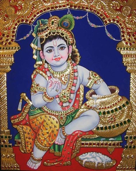 Tanjur Paintings, Thanjur Painting, Krishna Bal Gopal, Yoga Narasimha, Thanjavur Painting, Tanjore Art, Mysore Painting, Indian Traditional Paintings, Tanjore Paintings