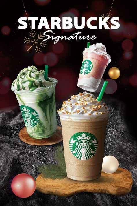 Starbucks Poster, Coffee Poster Design, Halloween Ice Cream, Starbucks Advertising, Starbucks Design, Beverage Poster, Adobe Photoshop Design, Shake N Bake, Social Media Branding Design