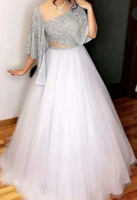 One Piece Dress Design, One Piece Dress Long, Crop Top With Skirt, Glitter Crop Top, Fashionable Saree, Top With Skirt, Fancy Top, Net Skirt, Fashionable Saree Blouse Designs