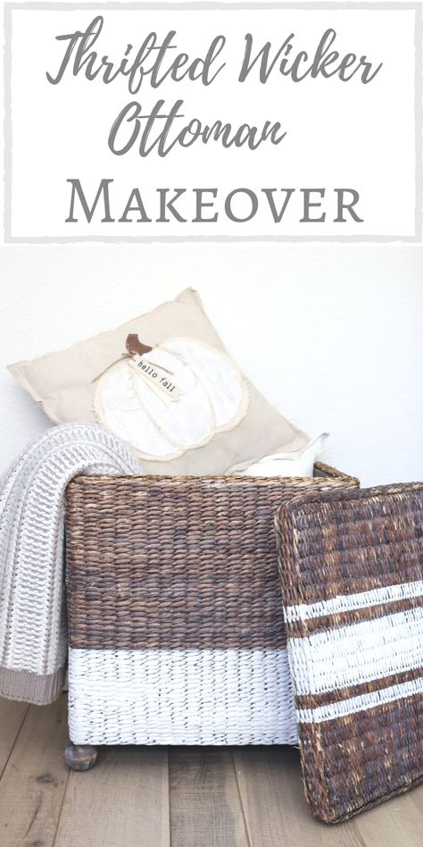 Thrifted Wicker Ottoman Makeover #upcycle #diy #inspirationspotlight #dearcreatives Wicker Chest Makeover, Ottoman Makeover, Thift Store, Trunk Makeover, Chest Makeover, Beauty On A Budget, Recycling Projects, Wicker Ottoman, Upcycle Diy