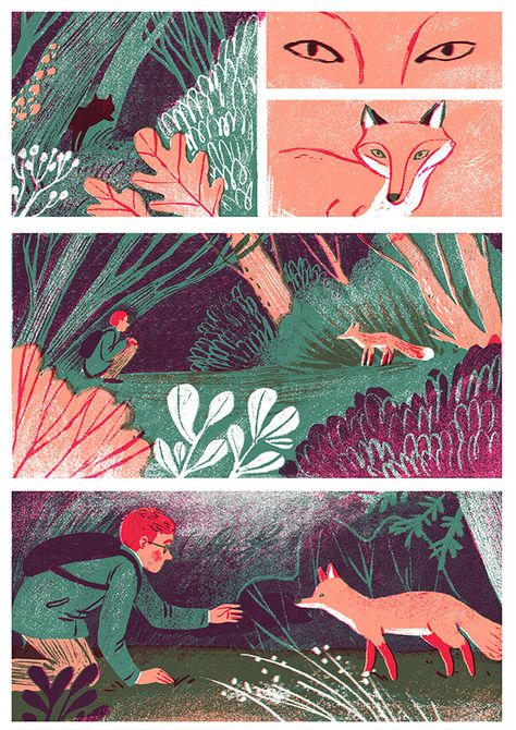 Wildlife - short story on Behance Storyboard Illustration Inspiration, Short Story Illustration, Short Storyboard, Graphic Novel Layout, Bd Design, Comic Book Illustration, Book Illustration Layout, Graphic Novel Illustration, Story Books Illustrations