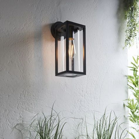 Buteau Black 28Cm H Outdoor Wall Lantern Modern Traditional Exterior, Garden Wall Lights, Exterior Modern, Black Outdoor Wall Lights, Black Wall Lamps, Exterior Wall Light, Led Outdoor Wall Lights, Lantern Wall, Traditional Exterior