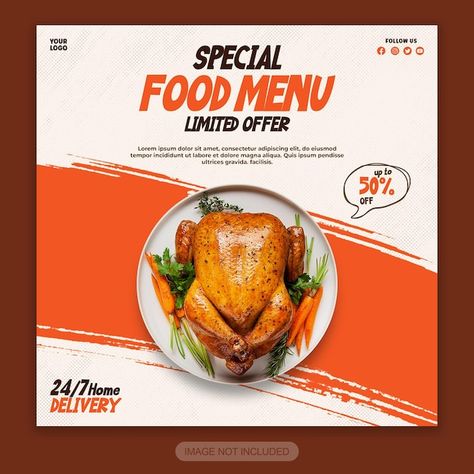 PSD psd food poster template design for ... | Premium Psd #Freepik #psd #background #food #design #offer Design For Social Media, Background Food, Poster Template Design, Psd Background, Food Poster Design, Food Poster, Menu Design, Food Menu, Poster Template