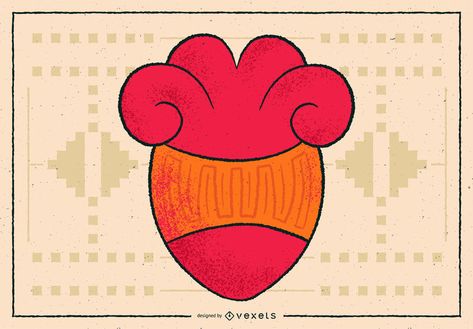 Aztec Heart Illustration Design #AD , #affiliate, #AD, #Heart, #Illustration, #Design, #Aztec Aztec Heart Tattoo, Aztec Heart, Aztec Embroidery, Mixing Paint Colors, Mexican Art Tattoos, Freelance Design, Aztec Culture, Tiki Art, Aztec Tattoo