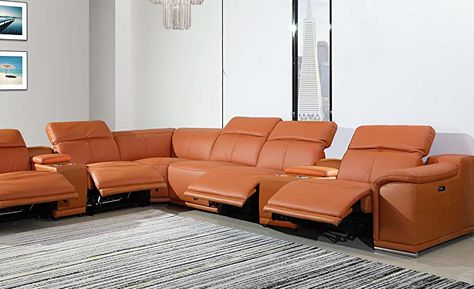 Corner Sectional, Reclining Sectional, Italian Leather, Recliner, Sectional, Camel, Upholstery, Sofa, Living Room