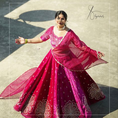 Outfit by - Shymmer “the clothing palette” Clothing Palette, Princess Dress Patterns, Rajasthani Dress, Indian Bridesmaid Dresses, Rajputi Dress, Simple Lehenga, Trendy Outfits Indian, Wedding Lehenga Designs, Dresses By Pattern