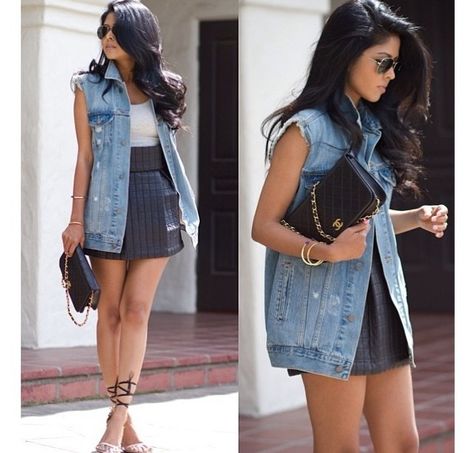 Denim vest outfit