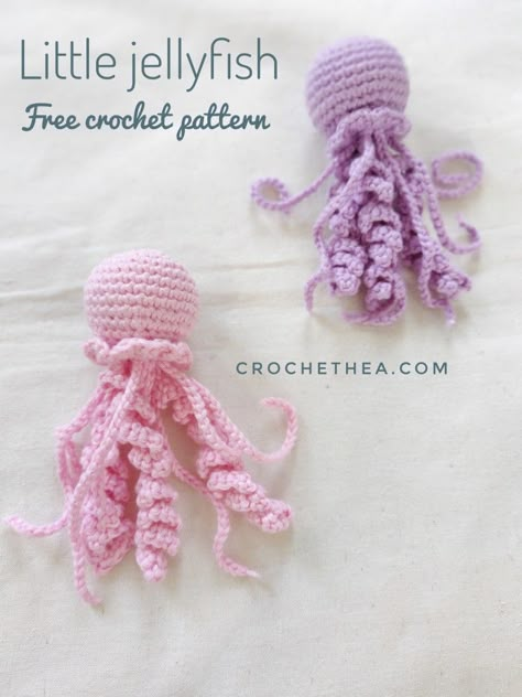 Jelly Fish Amigurumi Free Pattern, Crochet Sea Creatures Free Patterns, Crochet Jellyfish Free Pattern, Amigurumi Sea Creatures, Fish Crochet, Amigurumi Octopus, Crochet Sea Creatures, Crochet Jellyfish, Yarn Project