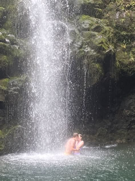 Find a waterfall close to you, whether you live by the mountains or the ocean. Share a kiss with the one you love under the waterfall 💦 River With Waterfall, After Lake Scene, Couple Waterfall, A Vow Of Hate, Waterfalls Aesthetic, Lake Date, Waterfall Proposal, Private Waterfall, Vacation Romance