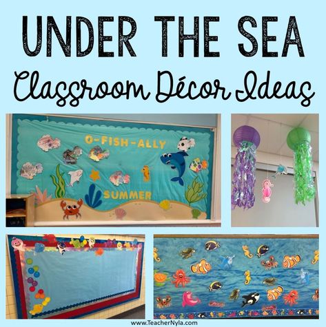 15 Fun Under The Sea Classroom Decor Ideas | Nyla's Crafty Teaching Under The Sea Classroom Theme Decor, Underwater Classroom Theme, Sea Classroom Theme, Under The Sea Classroom Theme, Goal 2025, School Hallway Decor, Classroom Wall Displays, Under The Sea Classroom, Teacher Door Decorations