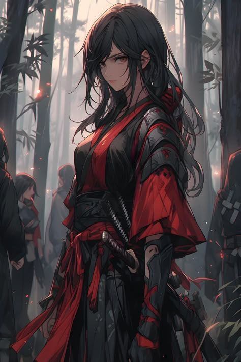 Fantasy Ninja Outfit, Anime Ninja Outfits Female, Anime Samurai Woman, Dnd Ninja, Anime Ninja Female, Female Ninja Outfit, Ninja Character Art, Ninja Girl Art, Anime Warrior Female