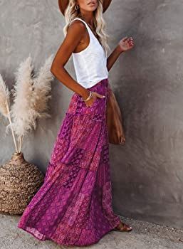 Bohemian Style Skirts, Stile Boho Chic, High Waist Long Skirt, Mode Hippie, Low Cut Dresses, Suspenders For Women, Maxi Skirt Boho, Red Boho, High Waist Skirt