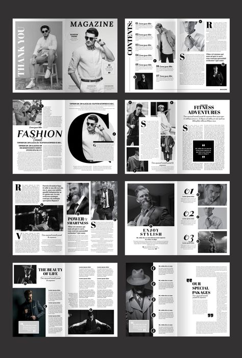 Magazine Layout Design Photography, Magazine Type Layout Design, Magazine Header Design, Magazine Articles Layout, Photography Magazine Layout Design, Magazine Layout Indesign, Art Portfolio Template, Vogue Layout Design, Magazine Instagram Post