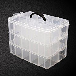 Diy Storage Space, Lego Organization, Craft Storage Box, Stackable Storage Boxes, Craft Storage Organization, Bead Organization, Box Necklace, Clear Container, Bead Storage