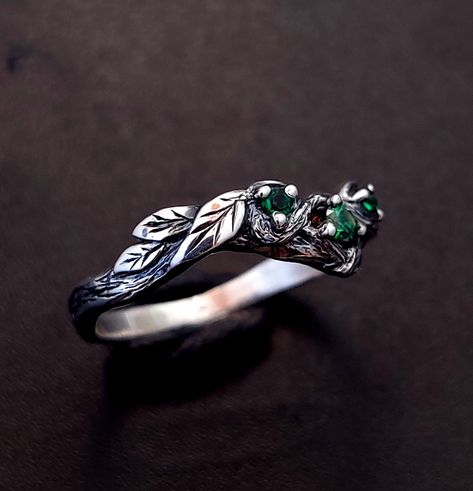 Non Traditional Engagement Rings Silver, Fae Ring, Twig Weaving, Whimsical Rings, Ring Bands For Women, Forest Wedding Ring, Bark Wedding Ring, Nature Rings, Natural Stone Rings