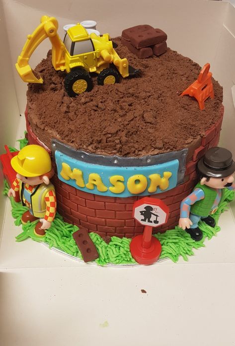 Bob the builder themed birthday cake. Bob The Builder Theme Party, Bob The Builder 2nd Birthday, Bob The Builder Birthday Cake, Bob The Builder Party, Bob The Builder Birthday Party, Bob The Builder Cake, Builder Cake, Bday Themes, Construction Theme Birthday Party