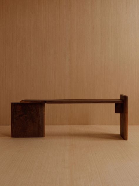 Henrique Bench by Gregory Beson, Benches – Claude Home Modern Wood Bench, Ceramic Furniture, Simple Furniture, Wooden Bench, Backless Design, Wood Bench, Duvet Bedding, Vintage Wallpaper, Floor Lights