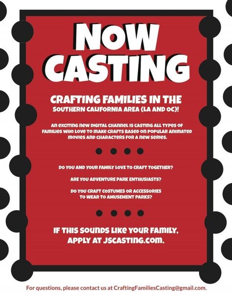 Casting Call For Crafty Families Types Of Families, Indie Crafts, Indie Craft, Tv Production, Cheer Party, People Having Fun, Online Organization, Online Parties, Casting Call