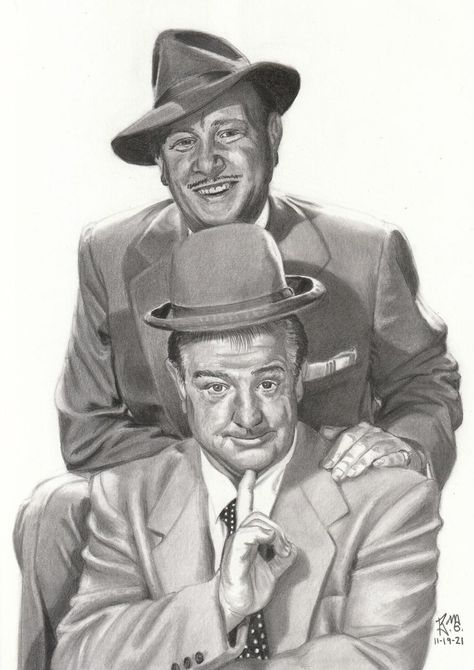 Bud Abbott and Lou Costello! One of the all-time best comedy duos. Their timeless comedy routines still make me laugh every time. This is the first of a series of famous comedians that I have planned to draw. Done in graphite pencils on 9x12 inch smooth bristol paper. Enjoy Lou Costello, Famous Comedians, Comedy Duos, Abbott And Costello, Graphite Pencils, Iconic Photos, Bristol, Comedians, I Laughed