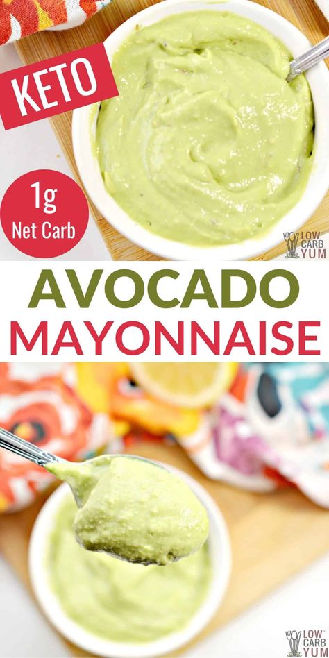 Avocado Mayo Recipe, Keto Sandwiches, Avocado Mayonnaise, Low Carb Salad Dressing, Avocado Mayo, Mayo Recipe, Avocado Spread, Keto Sauces, Roasted Radishes