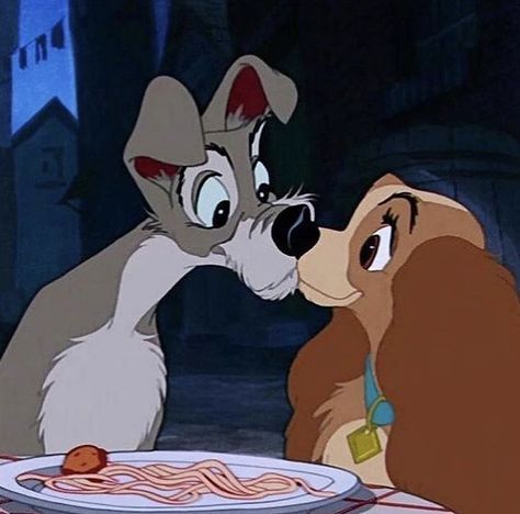 In Love Cartoon Characters, Couple Cartoon Characters Disney, Disney Characters In Love, Tramp Lady And The Tramp, Lady And The Tramp Matching Pfp, Disney Animal Couples, Cartoon Couples Disney, Disney Love Aesthetic, Disney Love Couples