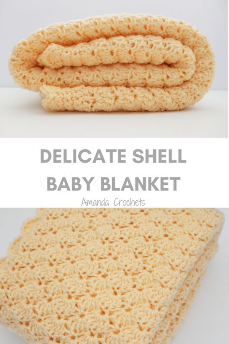 Delicate Shell Baby Blanket - Amanda Crochets Change Colors In Crochet, Boy Crochet, Crochet Newborn Hat, Birdhouse Craft, Crochet 101, Pink Baby Blanket, Baby Cardigan Pattern, Crochet Baby Blanket Free Pattern, Crochet Afghan Patterns Free