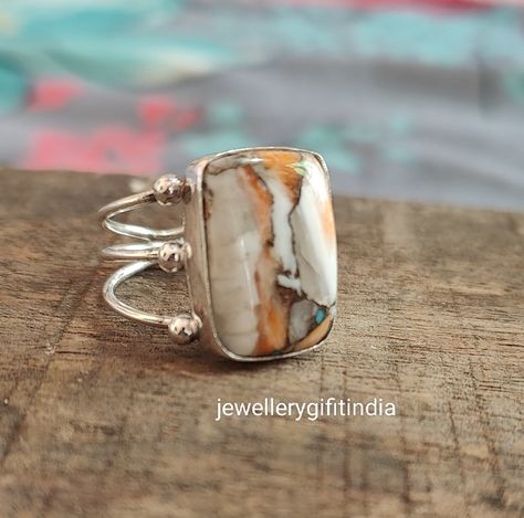 Oyster Copper Turquoise Rectangle Shape Gemstone Silver Ring 925 Sterling Solid Silver Ring Handmade Wedding Jewelry for Women Gift Idea - Etsy Handmade Wedding Jewellery, Western Rings, Pink Opal Ring, Large Turquoise Ring, Into The West, Sterling Silver Rings Bands, Copper Turquoise, Silver Gemstone Jewelry, Women Ring