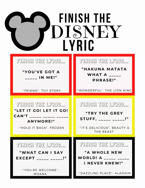 Finish The Lyrics Game, Disney Themed Games, Disney Song Lyrics, Crush Quizzes, Disney Lyrics, Disney Song, Disney Camping, Disney Activities, Finish The Lyrics