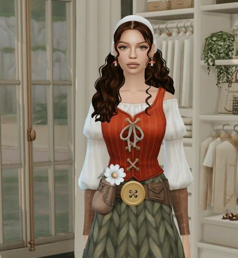 Sims 4 Sim CC: Giselle Lowe The Sims 4 Cc Clothing Cottagecore, Sims 4 Cc Soft Girl Clothes, Sims 4 Cc Cottagecore Clothes, Sims 4 Cottagecore Cc, Sims 4 Cottagecore, Cottage Core Clothes, Sims Finds, Sims 4 Cottage, Forest Clothes