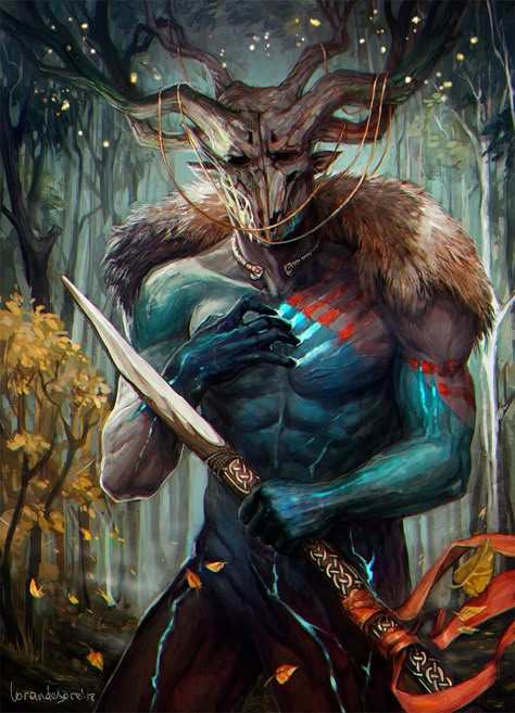 Cernunnos, Loran Desore on ArtStation at https://www.artstation.com/artwork/3olDoE Celtic Gods, Illustration Fantasy, 다크 판타지, Dungeons And Dragons Homebrew, Fantasy Monster, 판타지 아트, Monster Art, Fantasy Inspiration, Fantasy Artwork