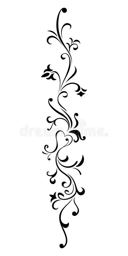 Illustration about Isolated vertical floral ornament (Vector). Illustration of decorative, branches, abstract - 5282084 Vertical Floral Design, Vine Design Drawing, Ornamentation Design, Vertical Tattoo Ideas, Vertical Tattoo Design, Floral Vine Tattoos, Vines Drawing, Tattoo Ornament, Vertical Tattoo