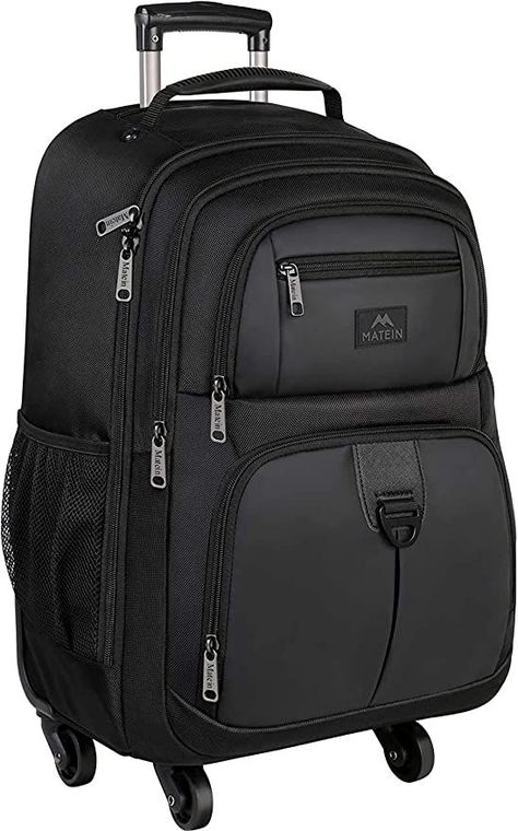 MATEIN Rolling Backpack with 4 Wheels, 17 inch Travel Laptop Backpack for Women Men, Large Wheeled Backpacks Water Resistant Business Carry on Bag Airline Approved, School Luggage Suitcase Bag, Black Rolling Backpacks For School, Cute School Backpacks, Travel Backpack With Wheels, Roller Backpacks, Backpack For Travel, Travel Bag Set, Backpacks Travel, Travel Laptop Backpack, Work Backpack